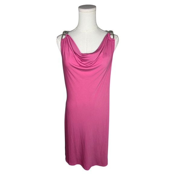 Essentials by Milano Pink Cowl Neck Dress w/ Chain Straps Size Small - Picture 1 of 9